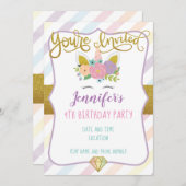 Invitation d'anniversaire de la licorne (Devant / Derrière)