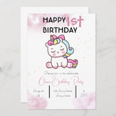 Invitation d'anniversaire de la licorne (Devant / Derrière)