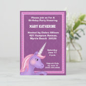 Invitation d'anniversaire de la licorne (Debout devant)