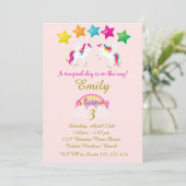 Invitation d'anniversaire de la licorne de fille, (Debout devant)