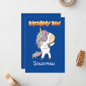 Invitation d'anniversaire de la licorne Extraordin (Devant/Arrière en situation)