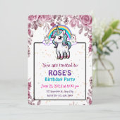 Invitation d'anniversaire de la licorne | Filles F (Debout devant)