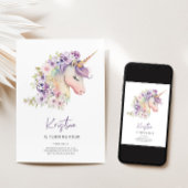 Invitation d'anniversaire de la licorne florale ma