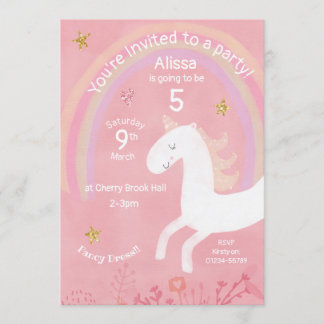 Invitation d'anniversaire de la licorne magique