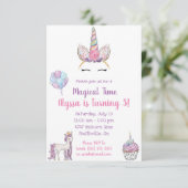 Invitation d'anniversaire de la licorne magique (Debout devant)