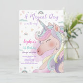 Invitation d'anniversaire de la licorne magique (Debout devant)