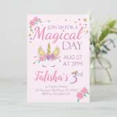 Invitation d'anniversaire de la licorne magique (Debout devant)