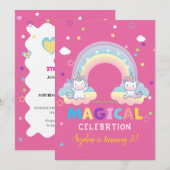 Invitation d'anniversaire de la licorne magique (Devant / Derrière)