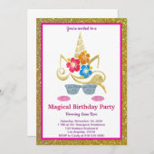 Invitation d'anniversaire de la licorne magique (Devant / Derrière)