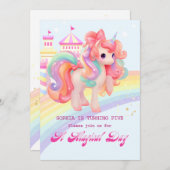 Invitation d'anniversaire de la licorne magique (Devant / Derrière)