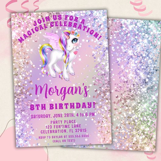 Invitation d'anniversaire de la licorne magique