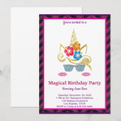 Invitation d'anniversaire de la licorne magique (Devant / Derrière)
