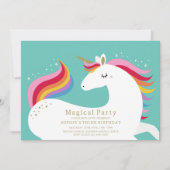 Invitation d'anniversaire de la licorne magique (Devant)