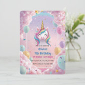 Invitation d'anniversaire de la licorne magique - (Debout devant)