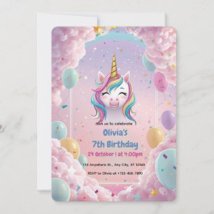 Invitation d'anniversaire de la licorne magique - 