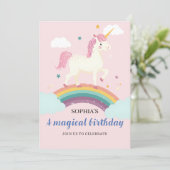Invitation d'anniversaire de la licorne magique (Debout devant)