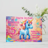 Invitation d'anniversaire de la licorne magique Pi (Debout devant)