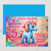Invitation d'anniversaire de la licorne magique Pi (Devant / Derrière)