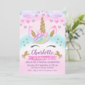 Invitation d'anniversaire de la licorne magique Ra (Debout devant)