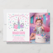 Invitation d'anniversaire de la licorne magique ro (Devant)