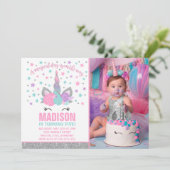 Invitation d'anniversaire de la licorne magique ro (Debout devant)