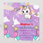 Invitation d'anniversaire de la licorne | Modèle m (Devant / Derrière)