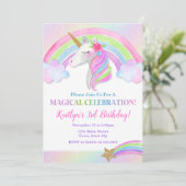 Invitation d'anniversaire de la licorne, Rainbow U (Debout devant)
