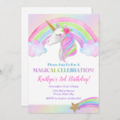 Invitation d'anniversaire de la licorne, Rainbow U (Devant / Derrière)