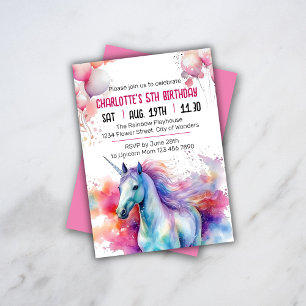 Invitation d'anniversaire de la licorne Unicorn