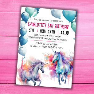 Invitation d'anniversaire de la licorne Unicorn
