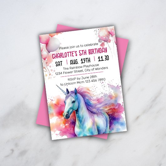 Invitation d'anniversaire de la licorne | Unicorn