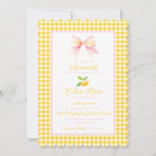 Invitation d'anniversaire de la limonade (Devant)