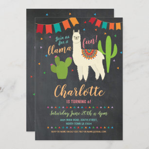Invitation d'anniversaire de la Llama Cactus Girl'