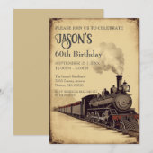 Invitation d'anniversaire de la locomotive Vintage (Devant / Derrière)