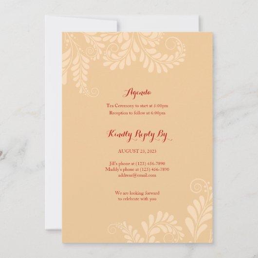 Invitation d'anniversaire de la longévité chinoise (Dos)