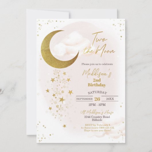 Invitation d'anniversaire de la Lune (Devant)