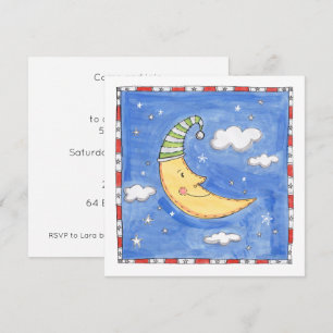 Invitation d'anniversaire de la lune heureuse pers