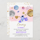 Invitation d'anniversaire de la Lune | Thème Espac (Devant / Derrière)