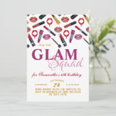 Invitation d'anniversaire de la maquillage de Glam (Debout devant)