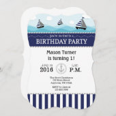 Invitation d'anniversaire de la Marine Bleue (Devant / Derrière)