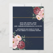 Invitation d'anniversaire de la marine Blue Floral (Dos)