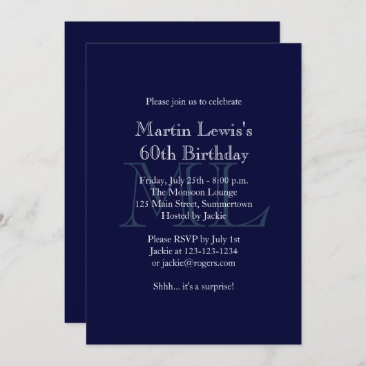 Invitation d'anniversaire de la marine classique (Devant / Derrière)