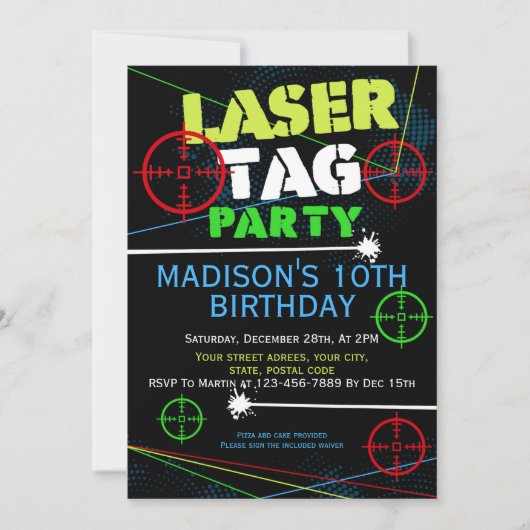 Invitation d'anniversaire de la marque laser (Devant)