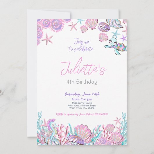 Invitation d'anniversaire de la mer (Devant)