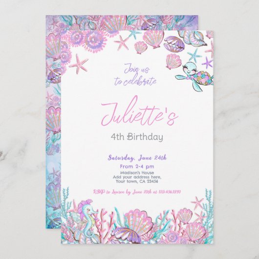 Invitation d'anniversaire de la mer (Devant / Derrière)