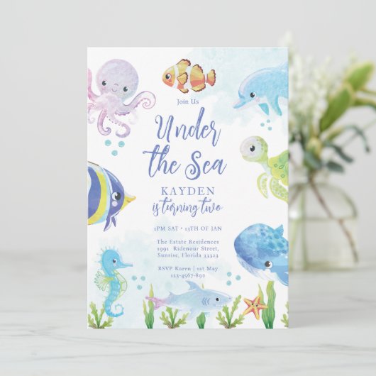 Invitation d'anniversaire de la mer (Debout devant)