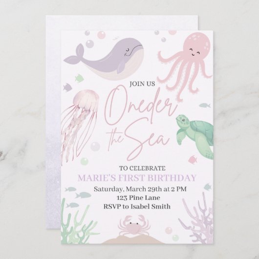 Invitation d'anniversaire de la mer (Devant / Derrière)