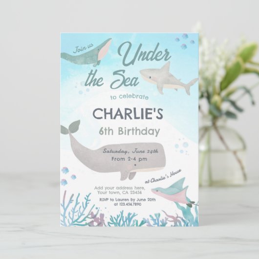 Invitation d'anniversaire de la mer (Debout devant)