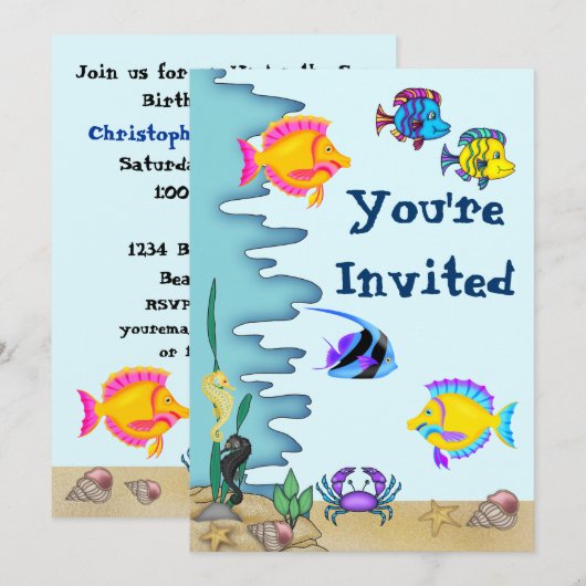 Invitation d'anniversaire de la mer (Devant / Derrière)