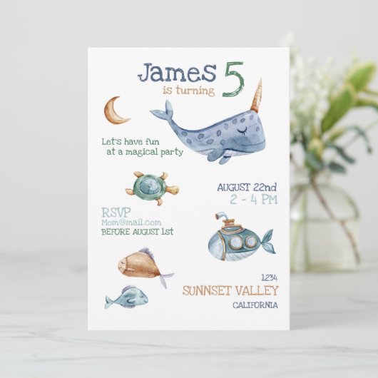 Invitation d'anniversaire de la mer (Debout devant)